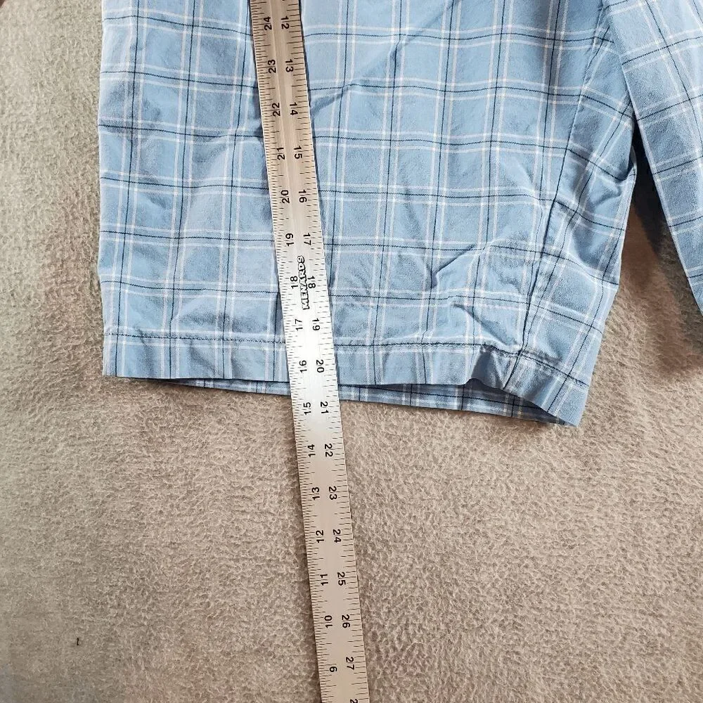 Ashworth Shorts Mens 35W Blue Plaid Chino Golf Performance Regular Fit Outdoor